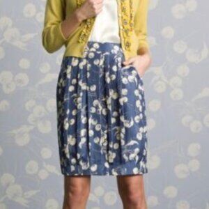 Boden Limited Edition Womens Silk Pleated Skirt Blue Dandelion Print size 2